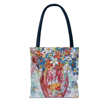 Tote Bag  - No. 245 - Flowers In Red Vase