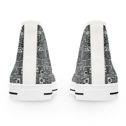 Women's High Top Sneakers - No. 252 - White on Black