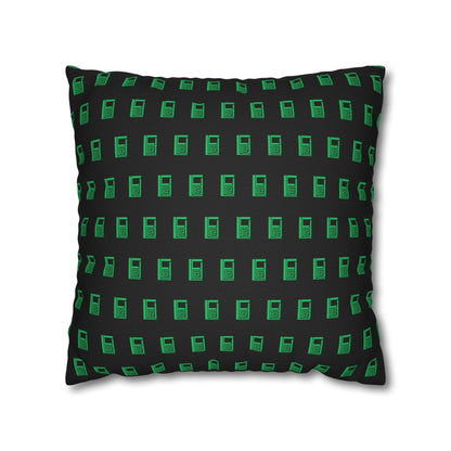 Cushion Pillow Case - No. 000GN - Green Logo on Black