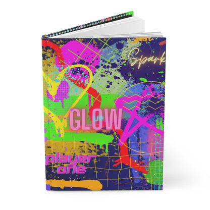 Hardcover Journal Matte (Lined) - No. 232 - 'Glow' Multicoloured Graffiti - By Irish Artist Fiona de Lacy