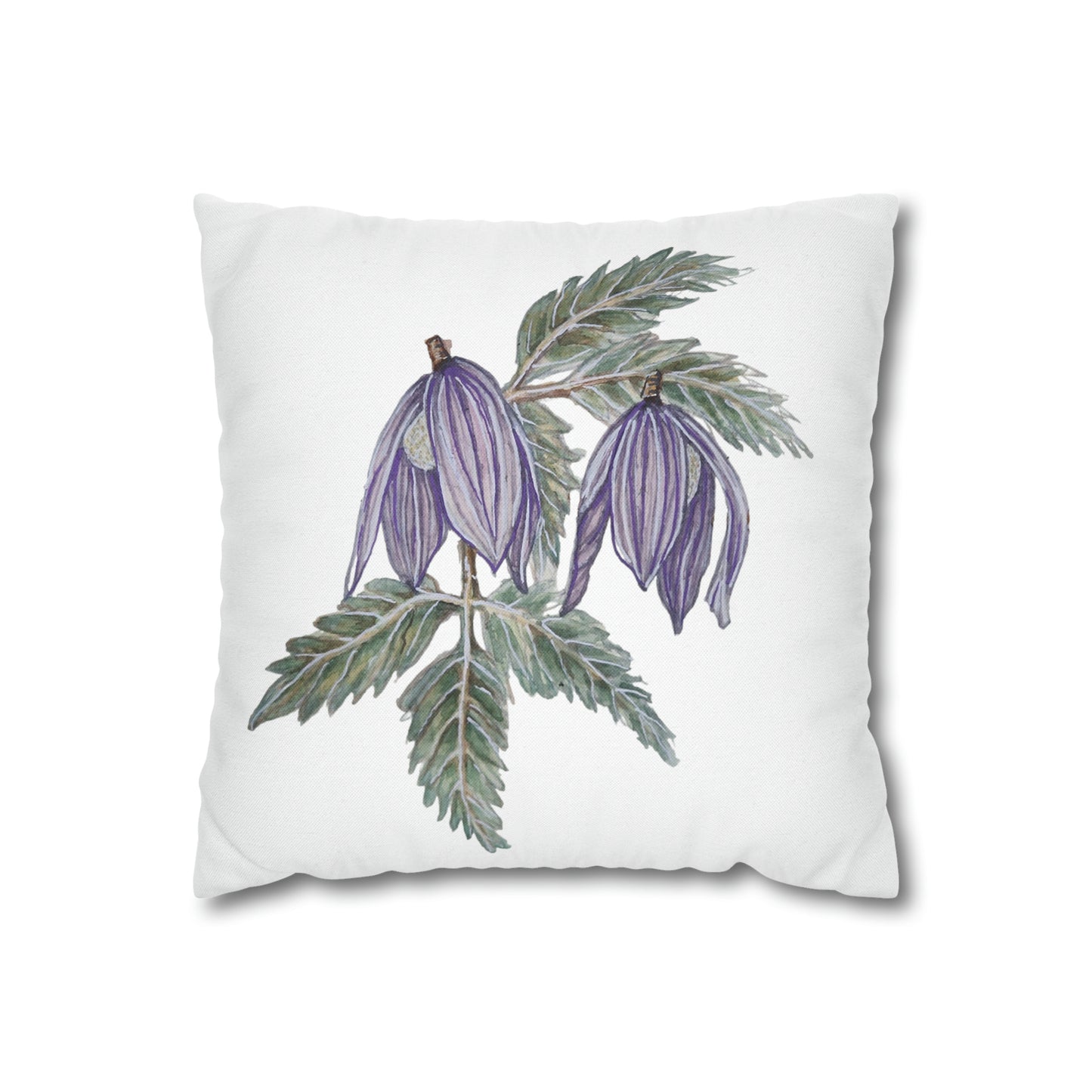 Cushion Pillow Case - No. 270 Purple Drop Flowers on White