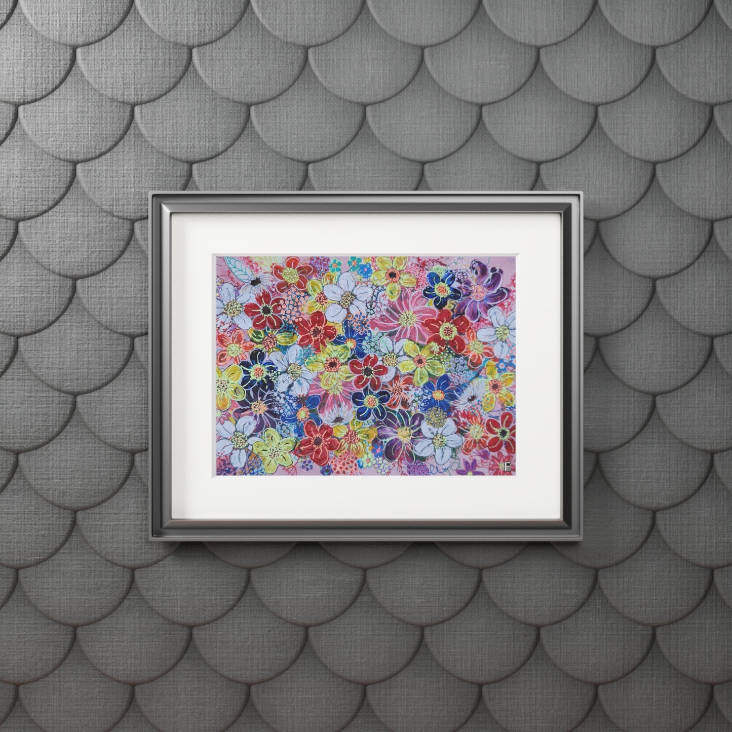 Fine Art Print (Cardboard Frame) - No. 241 - flowers on pink