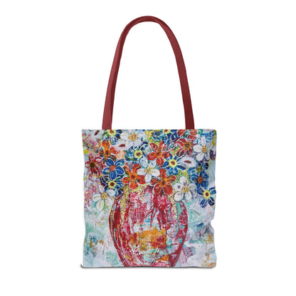 Tote Bag  - No. 245 - Flowers In Red Vase