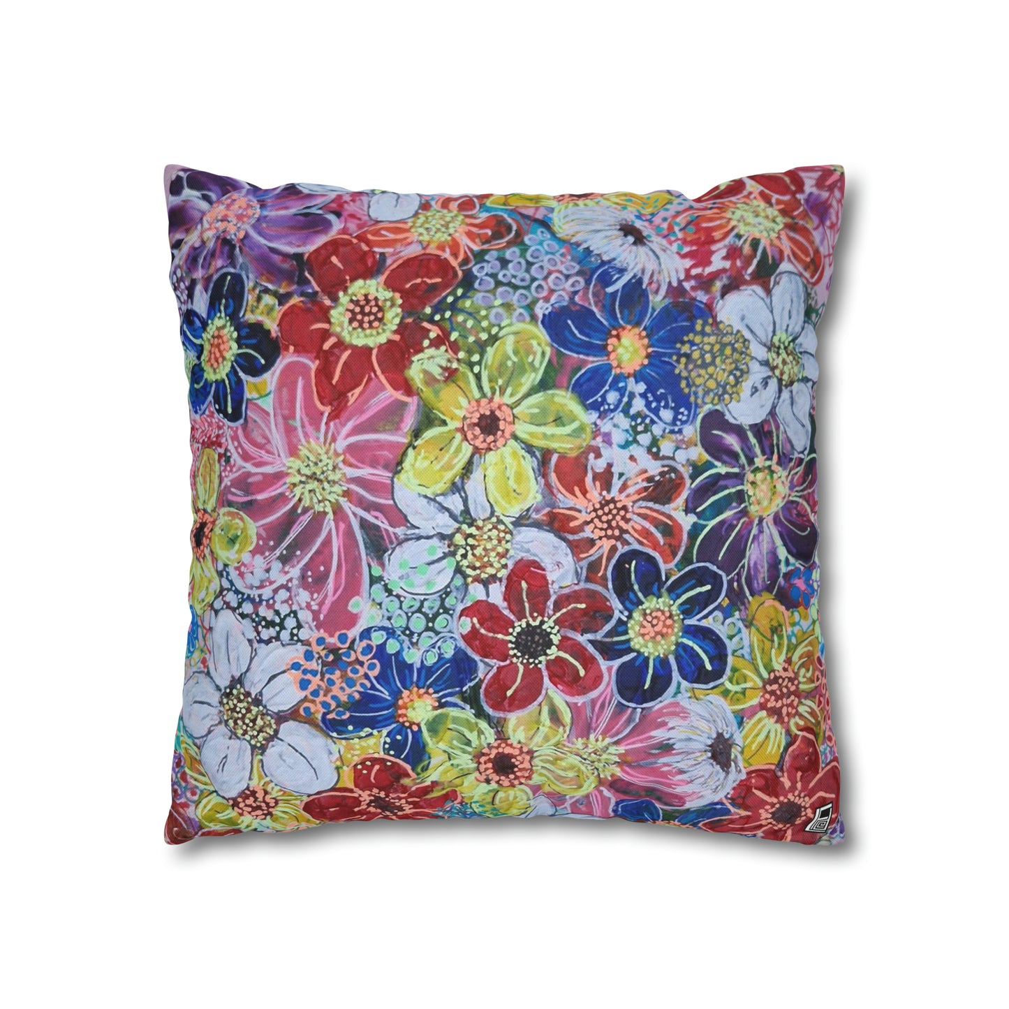 Cushion Pillow Case - No. 241 - Multicoloured Flowers on Pink