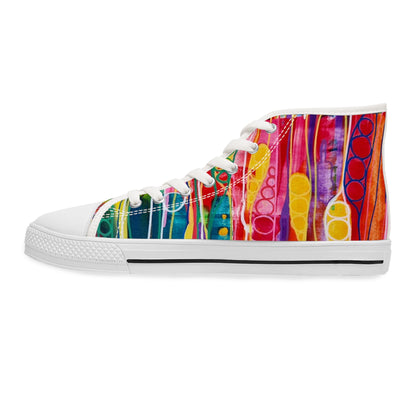 Women's High Top Sneakers, No. 237 B 'Pods' Orange Heel - Multicoloured - Designed by Irish Artist Fiona de Lacy