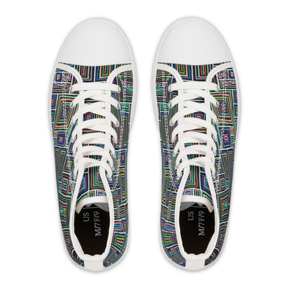 Women's High Top Sneakers - No. 253 - Multicoloured Rectangles on Black - By Irish Artist Fiona de Lacy