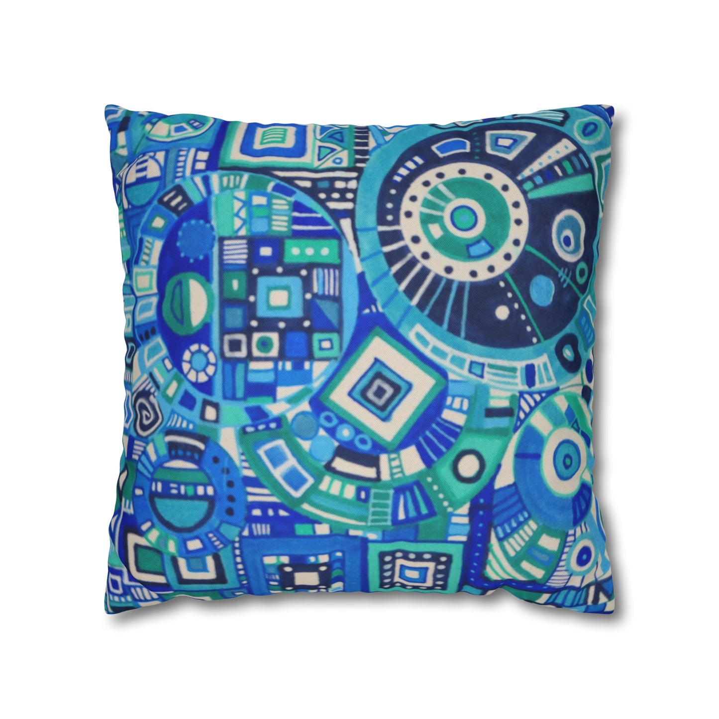 Cushion Pillow Case - No. 262 - Blue Geometric Abstract