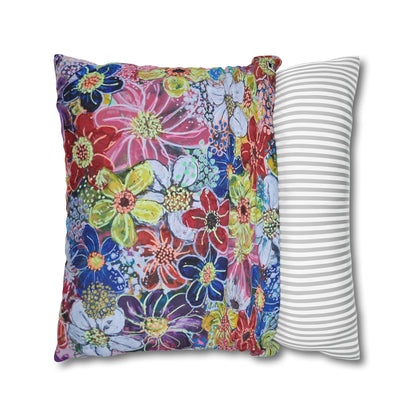 Cushion Pillow Case - No. 240 - Multicoloured Flowers on Pink