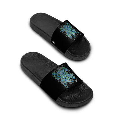 Women's Slide Sandals - No. 146 - Bird of Paradise on Black - By Irish Artist Fiona de Lacy