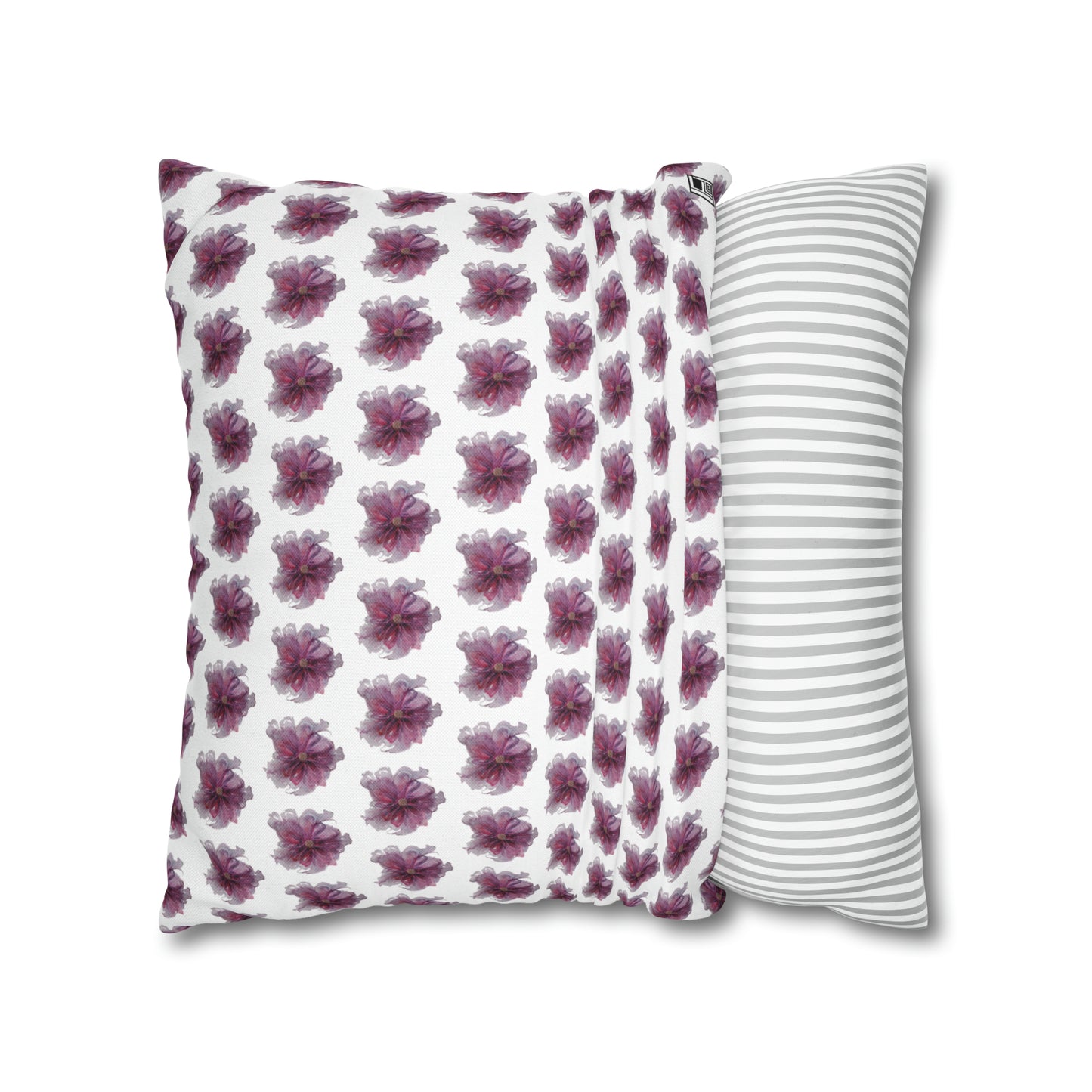 Cushion Pillow Case - No 269 Pink / Purple Flower on White