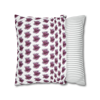 Cushion Pillow Case - No 269 Pink / Purple Flower on White