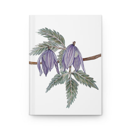 Hardcover Journal Matte (Lined) - No. 270 - Purple Drop Flowers on White - By Irish Artist Fiona de Lacy