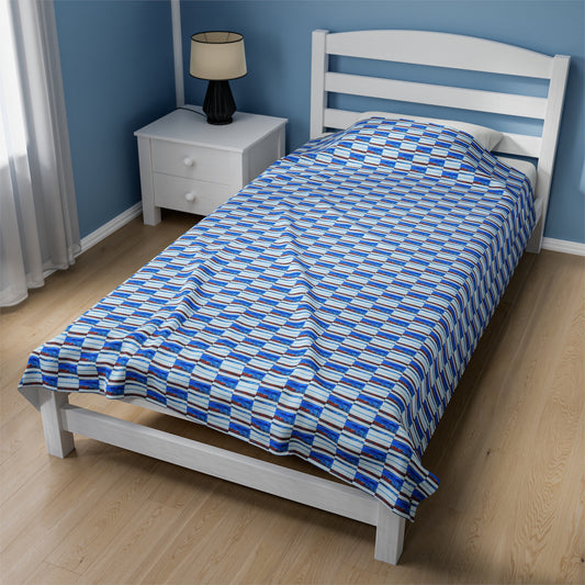 Velveteen Plush Blanket - No. 140 - 'Thin Blue Line'