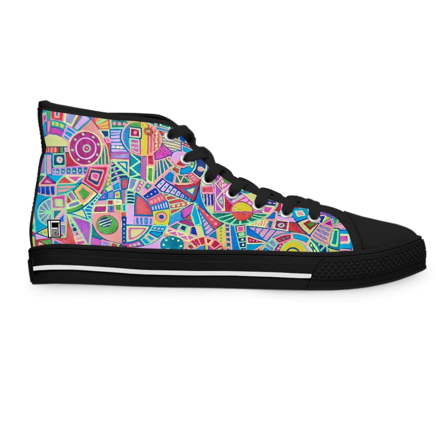 Women's High Top Sneakers, No. 258 - Multicoloured Abstract - By Irish Artist Fiona de Lacy