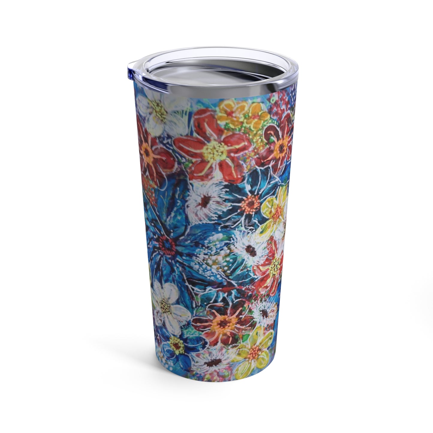 Tumbler 20oz - No.  242 - By Irish Artist Fiona de Lacy - Multicoloured Flowers