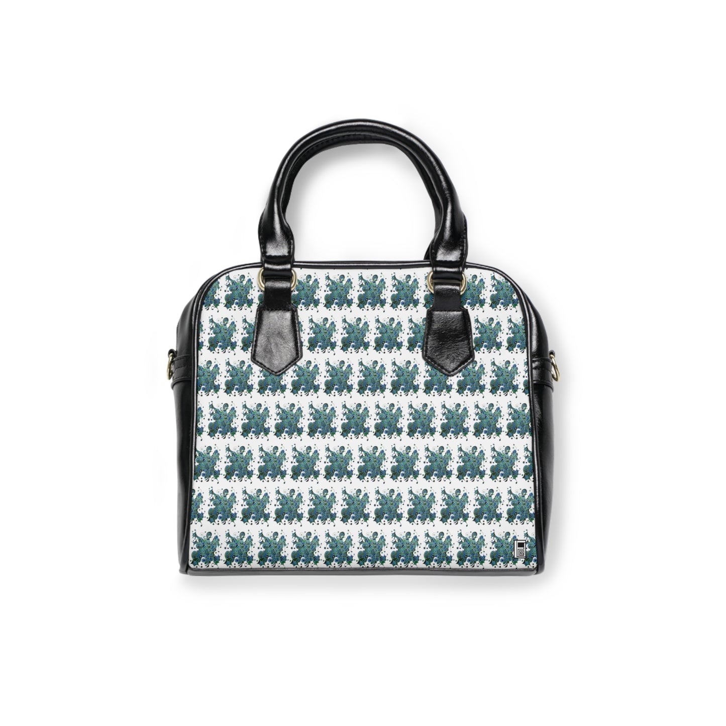 Shoulder Handbag - No. 146 - 'Bird of Paradise' pattern on White