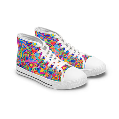 Women's High Top Sneakers - No. 265 - Multicoloured Abstract Circles - Irish Artist Fiona de Lacy