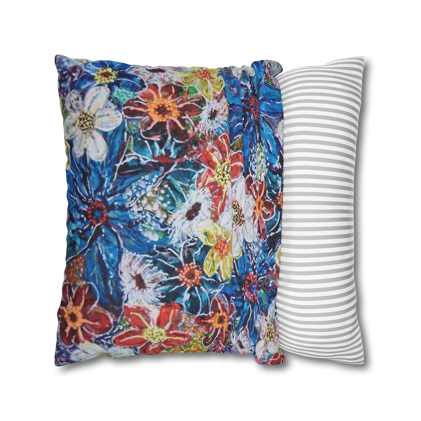 Cushion Pillow Case - No. 242 -  Large Blue Flowers