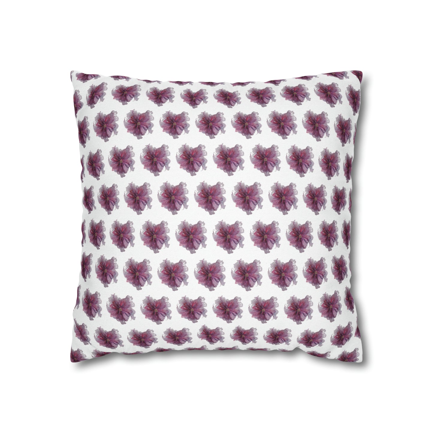 Cushion Pillow Case - No 269 Pink / Purple Flower on White