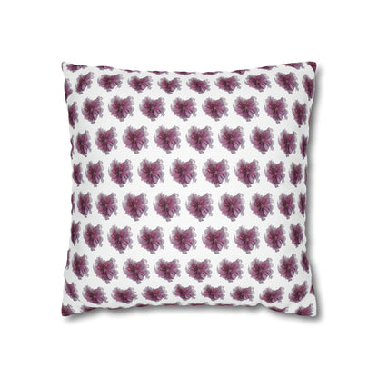 Cushion Pillow Case - No 269 Pink / Purple Flower on White