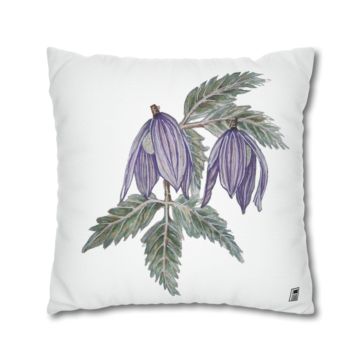 Cushion Pillow Case - No. 270 Purple Drop Flowers on White