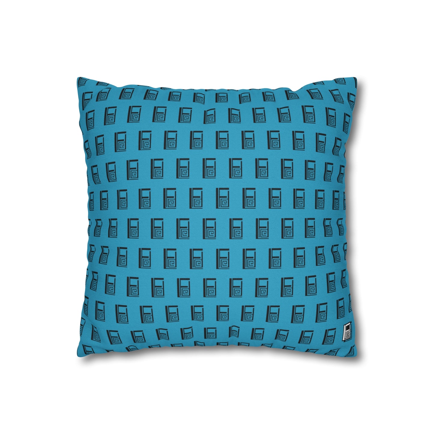 Cushion Pillow Case - No. 000TE - Black Logo on Turquoise