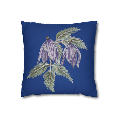 Cushion Pillow Case - No. 270 - Purple Drop Flowers on Navy Blue