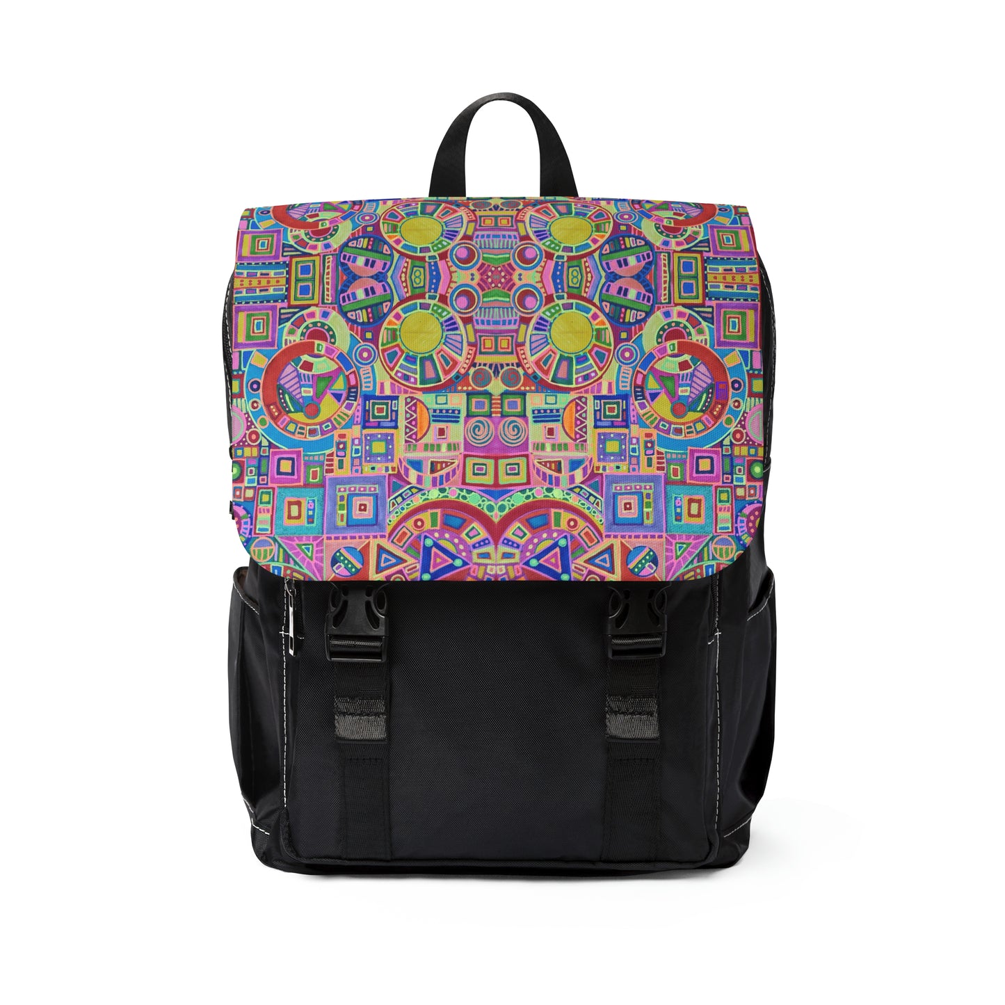 Casual Shoulder Backpack,  No. 260 A Multicoloured Abstract -  By Irish Artist Fiona de Lacy