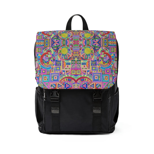 Casual Shoulder Backpack,  No. 260 A Multicoloured Abstract -  By Irish Artist Fiona de Lacy