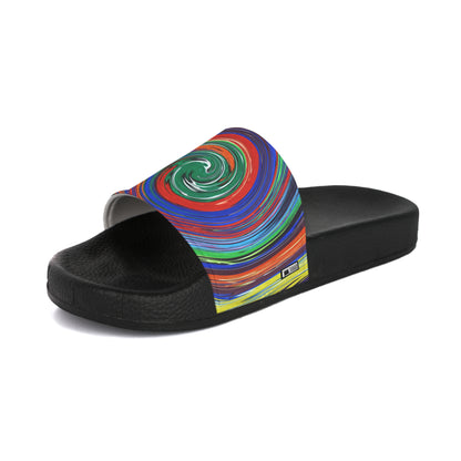 Women's Slide Sandals -No. 304 - Swirl - (Green, Orange, Purple)  - By Irish Artist Fiona de Lacy