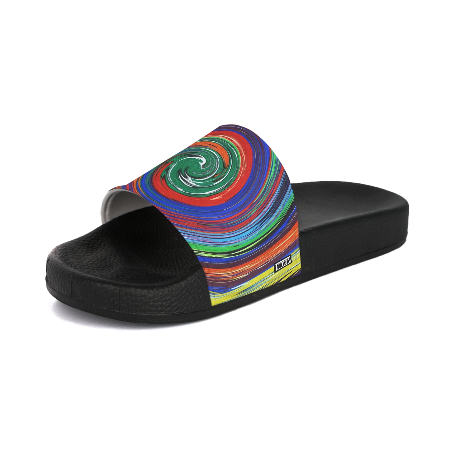 Women's Slide Sandals -No. 304 - Swirl - (Green, Orange, Purple)  - By Irish Artist Fiona de Lacy