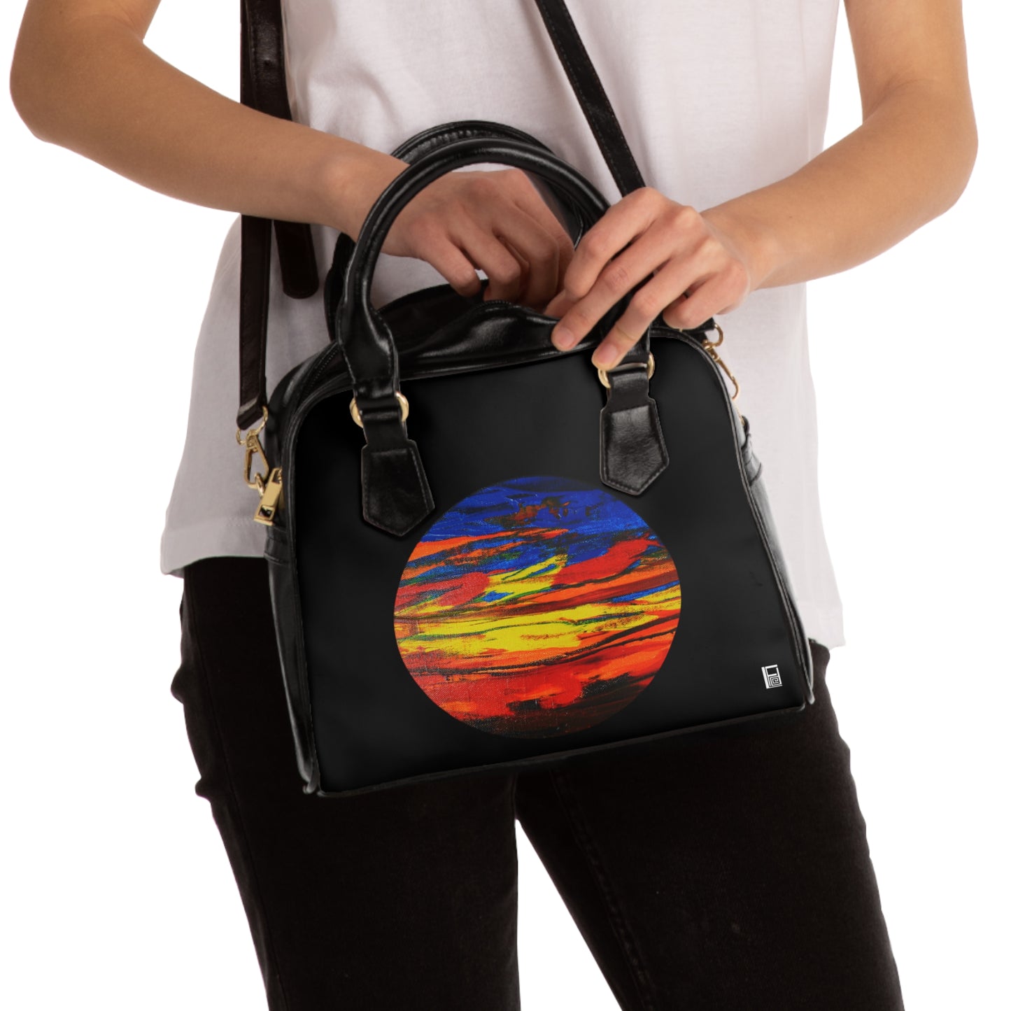 Shoulder Handbag - No. 149 - 'Through the lens' on Black