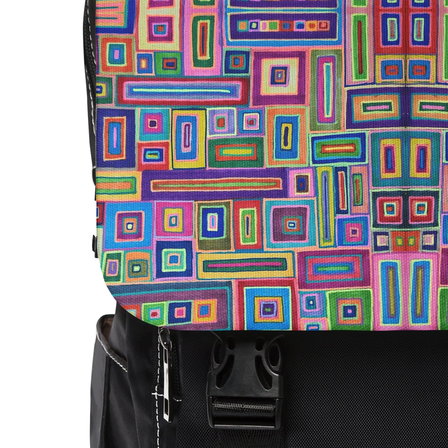 Casual Shoulder Backpack,  No. 264 B Multicoloured Abstract -  By Irish Artist Fiona de Lacy