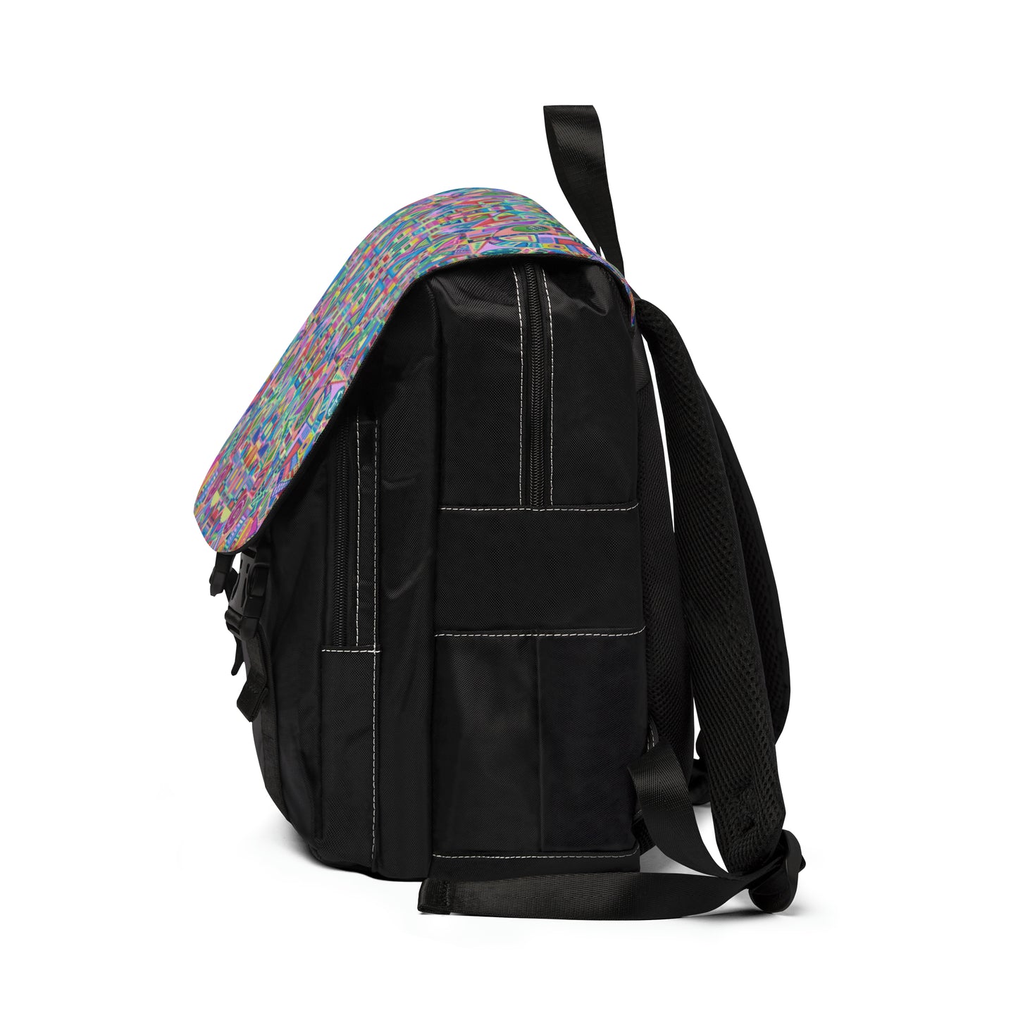 Casual Shoulder Backpack,  No. 258 A Multicoloured Abstract -  By Irish Artist Fiona de Lacy