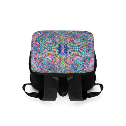 Casual Shoulder Backpack,  No. 255 Multicoloured Abstract -  By Irish Artist Fiona de Lacy