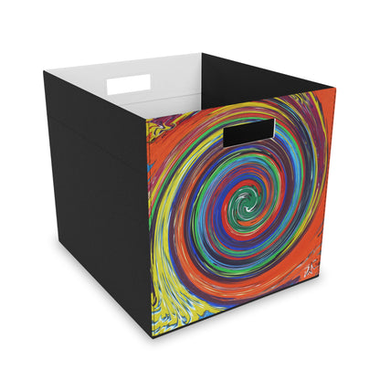 Felt Storage Box - No. 304 - Swirl Yellow & Orange, By Irish Artist Fiona de Lacy