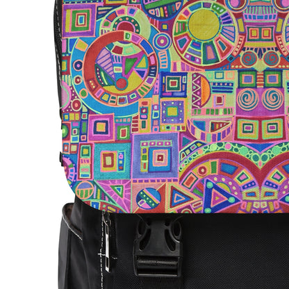 Casual Shoulder Backpack,  No. 260 A Multicoloured Abstract -  By Irish Artist Fiona de Lacy