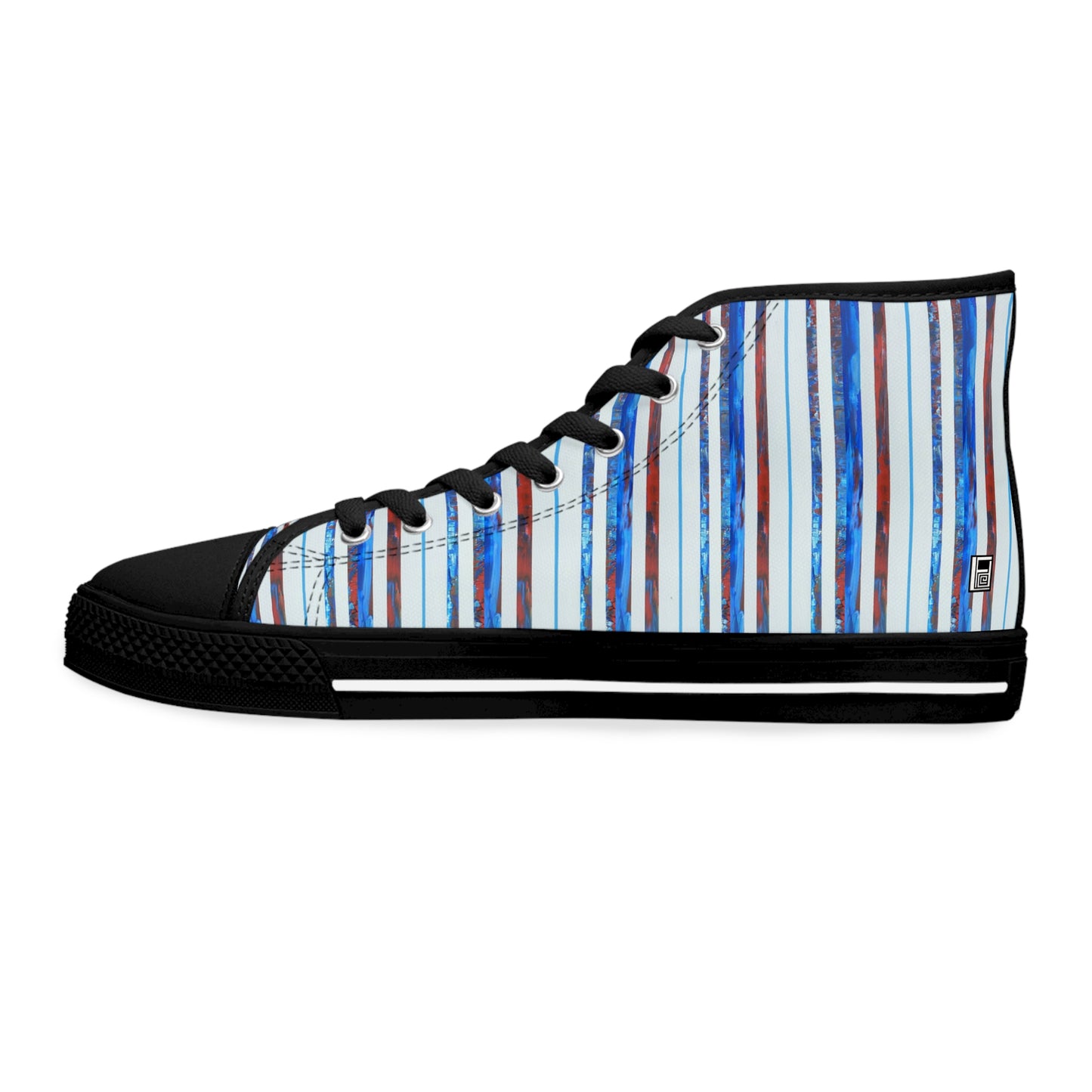 Women's High Top Sneakers, No. 140 -  'Thin Blue Line' - Designed by Irish Artist Fiona de Lacy