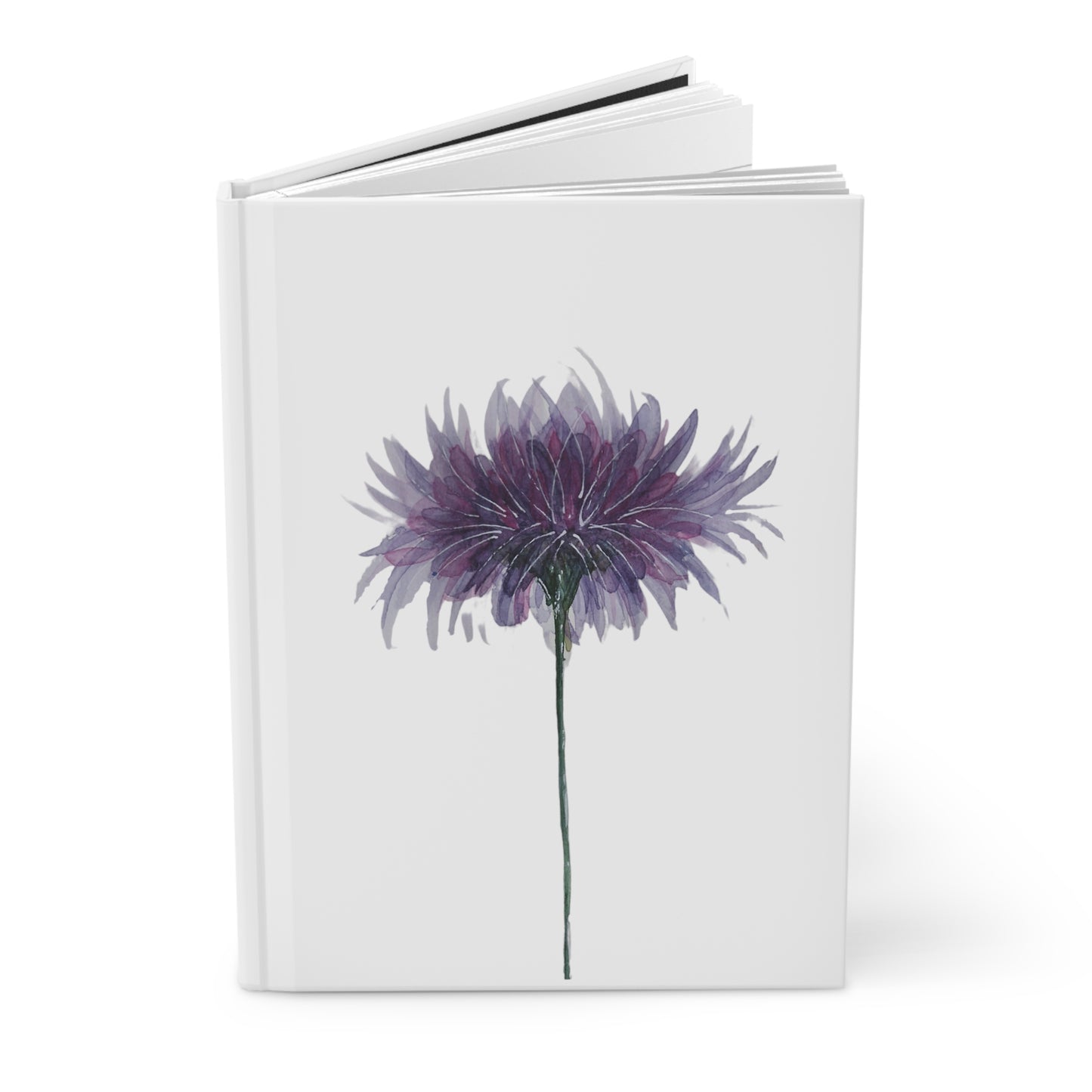 Hardcover Journal Matte (Lined) - No. 268 - Purple Flower on White - By Irish Artist Fiona de Lacy