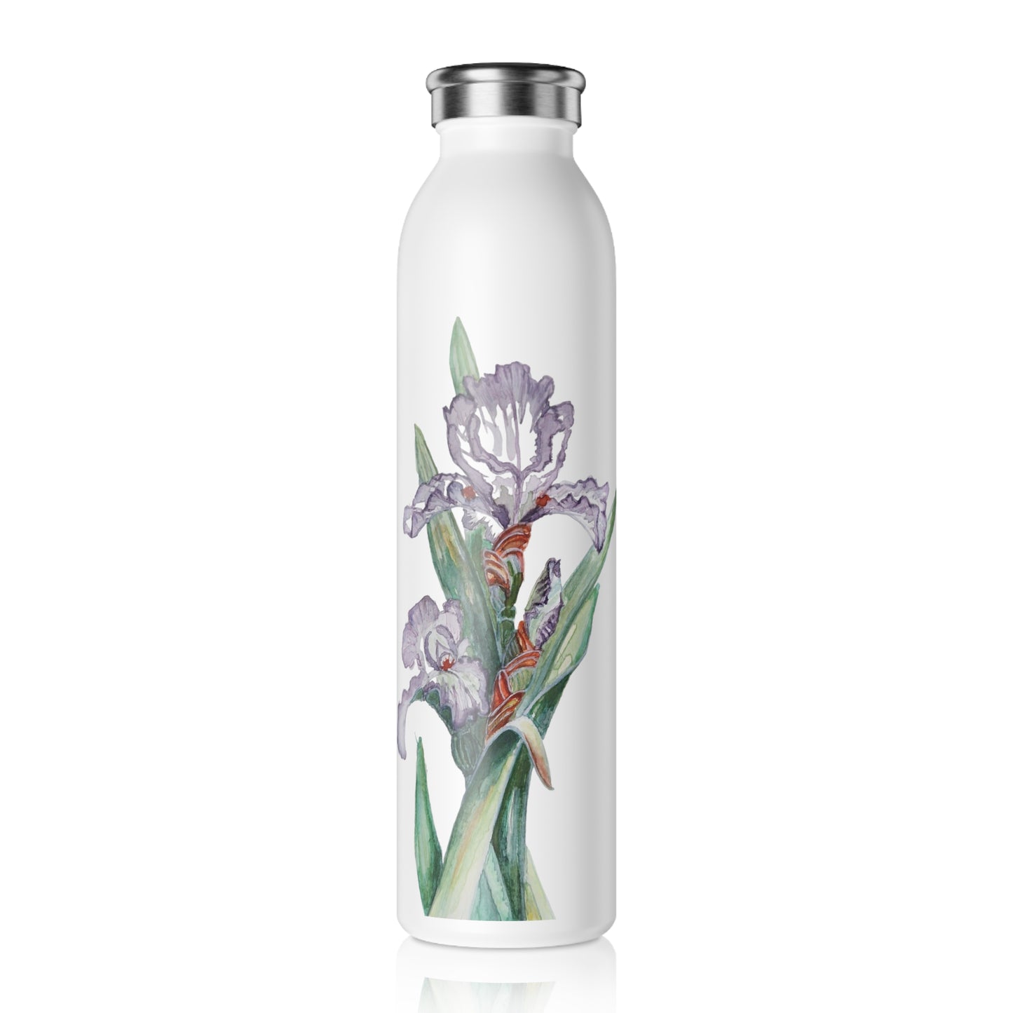 Slim Water Bottle - No. 277 - Orchid - By Irish Artist Fiona de Lacy