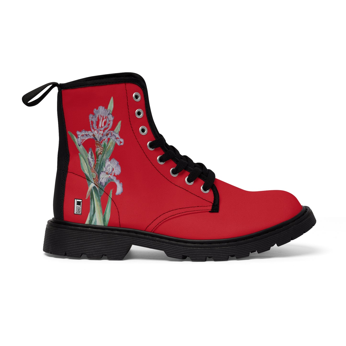 Women's Canvas Boots - No. 272  - Purple Orchid on Red