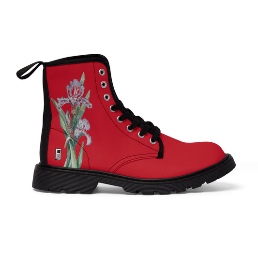 Women's Canvas Boots - No. 272  - Purple Orchid on Red