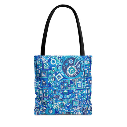 Tote Bag  - No. 262 Geometric Blue - By Irish Artist Fiona de Lacy