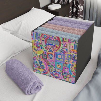 Felt Storage Box - No. 260  - Multicoloured Abstract - By Irish Artist Fiona de Lacy