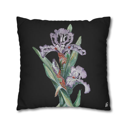 Cushion Pillow Case - No. 272 - Purple Orchid on Black