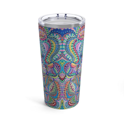 Tumbler 20oz - No.  255 Multicoloured abstract - By Irish Artist Fiona de Lacy