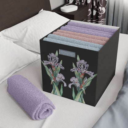 Felt Storage Box - No. 272 - Purple Orchid on Black - By Irish Artist Fiona de Lacy