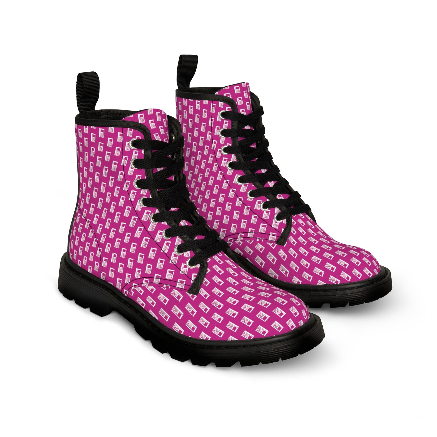 Women's Canvas Boots No. 000PK - White Logo on Pink