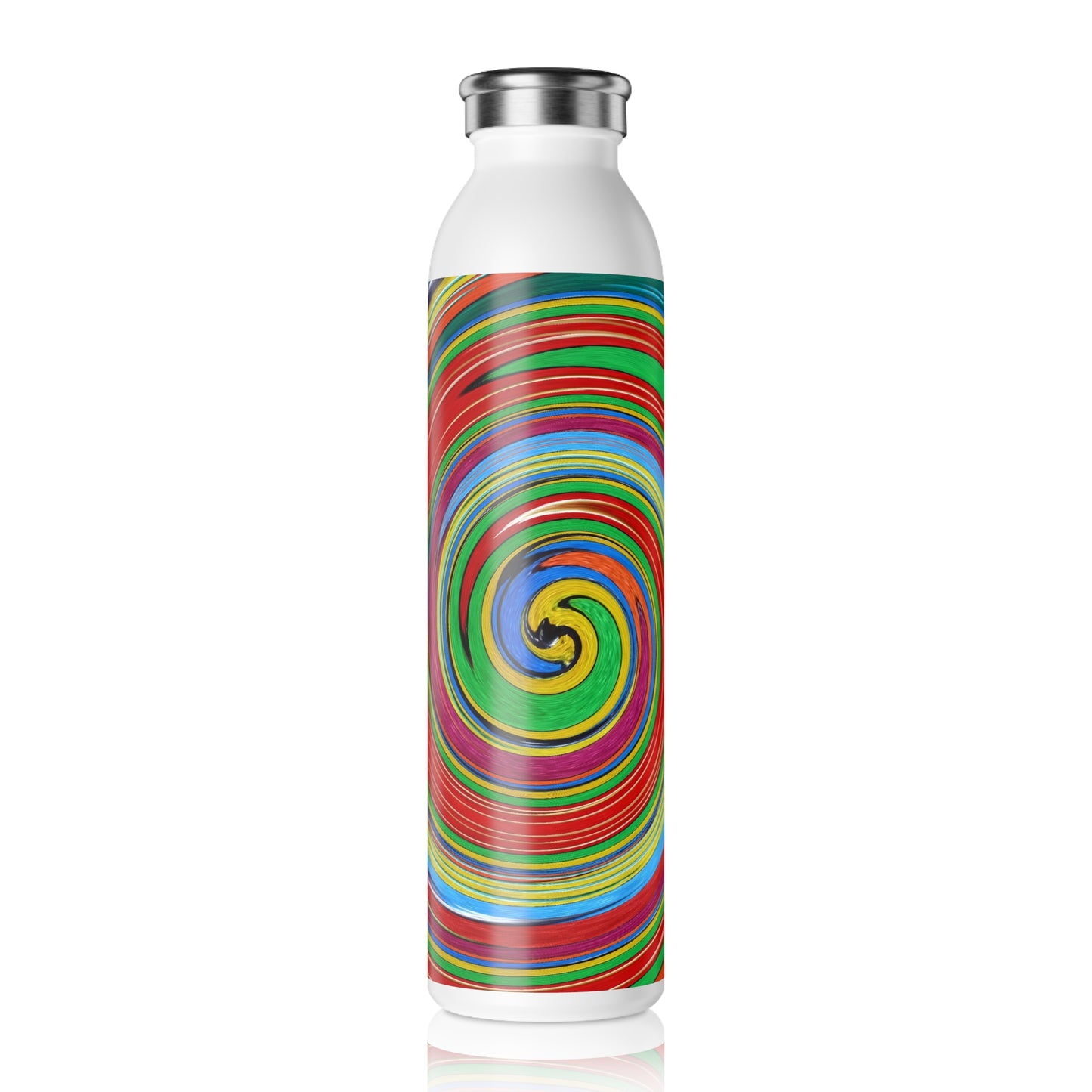 Slim Water Bottle - No. 303 - Blue & Orange swirl - By Irish Artist Fiona de Lacy