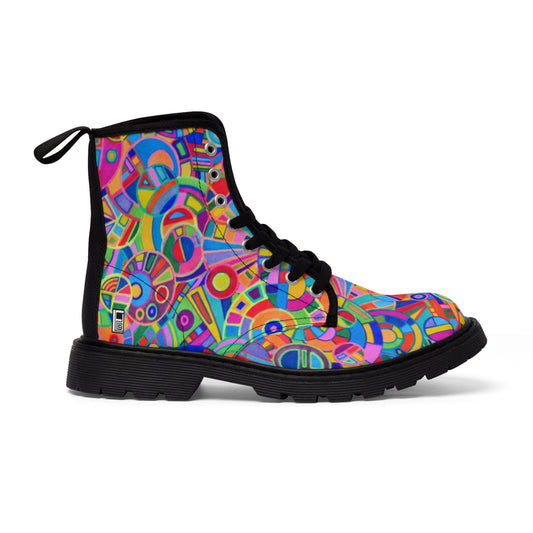 Women's Canvas Boots - No. 265  - Abstract Circles